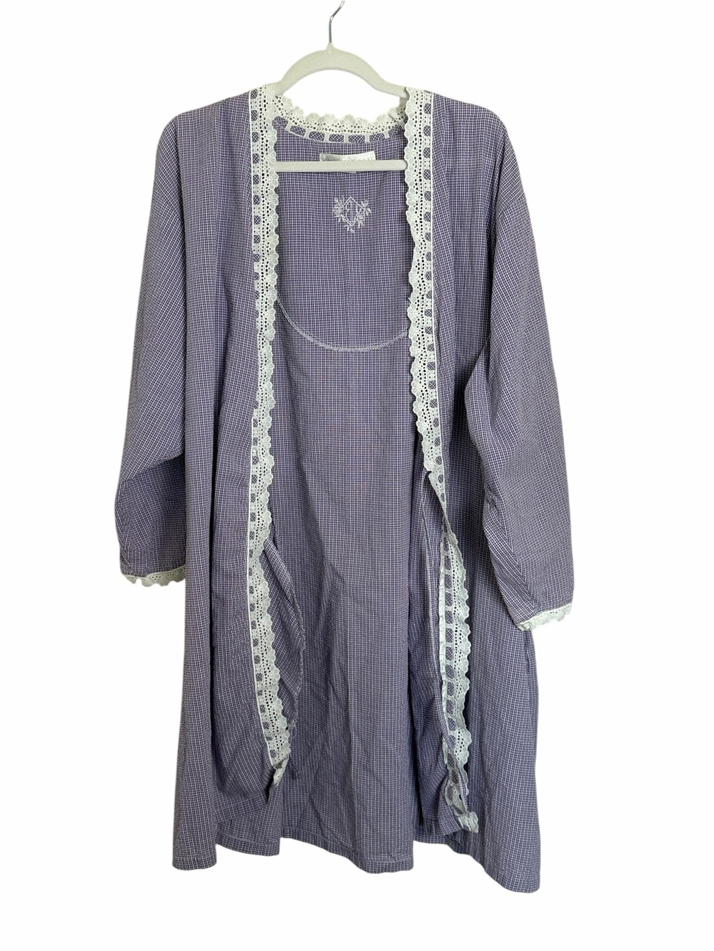 Eileen West Purple Plaid Robe- Missing Waist Tie- Size L/XL Cottagecore
